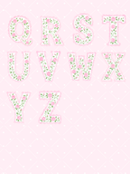 Pink Rose Scallop Floral Alphabet Clipart