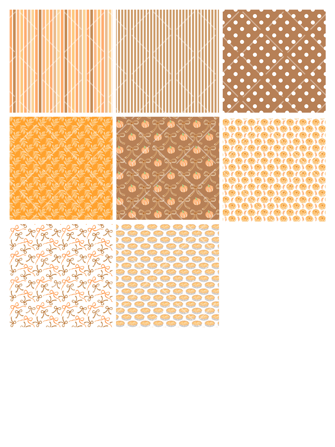 Watercolor Thanksgiving Bow Seamless Pattern Pack