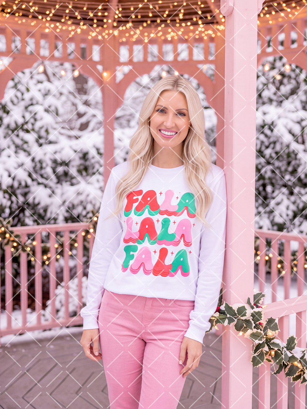 Fa La La Retro Christmas PNG Design + Styled Mockups