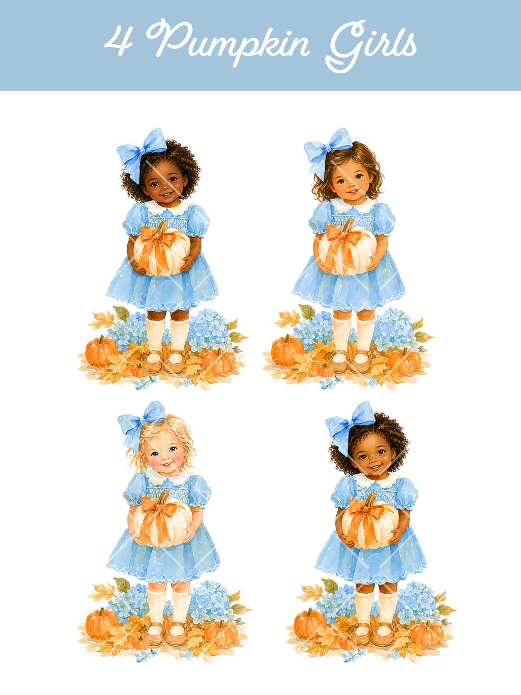 37-Piece Multicultural Grandmillennial Autumn Clipart