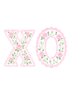 Pink Rose Scallop Floral Alphabet Clipart