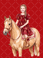 Red Velvet Equestrian Christmas Watercolor Clipart Set