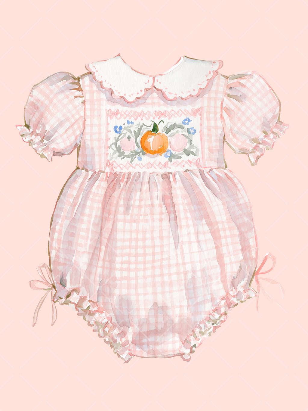 Fall Smocked Children's Clothing Watercolor Clipart Set
