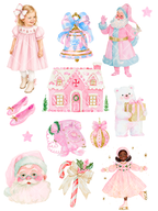 Pink Christmas Watercolor Clipart Bundle - 72 PNG Files