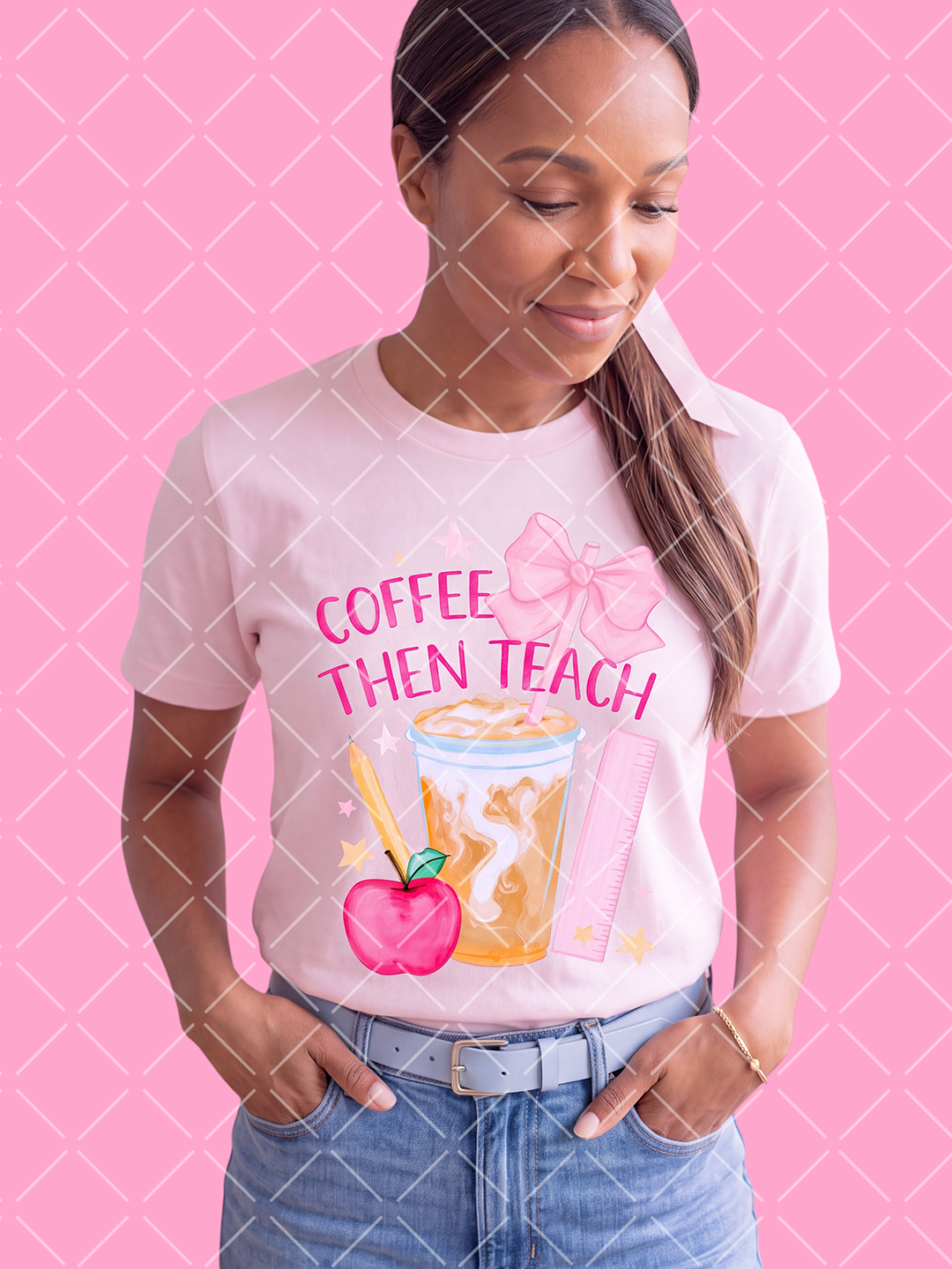 Coffee Then Teach Teacher PNG Graphic + Styled Mockups
