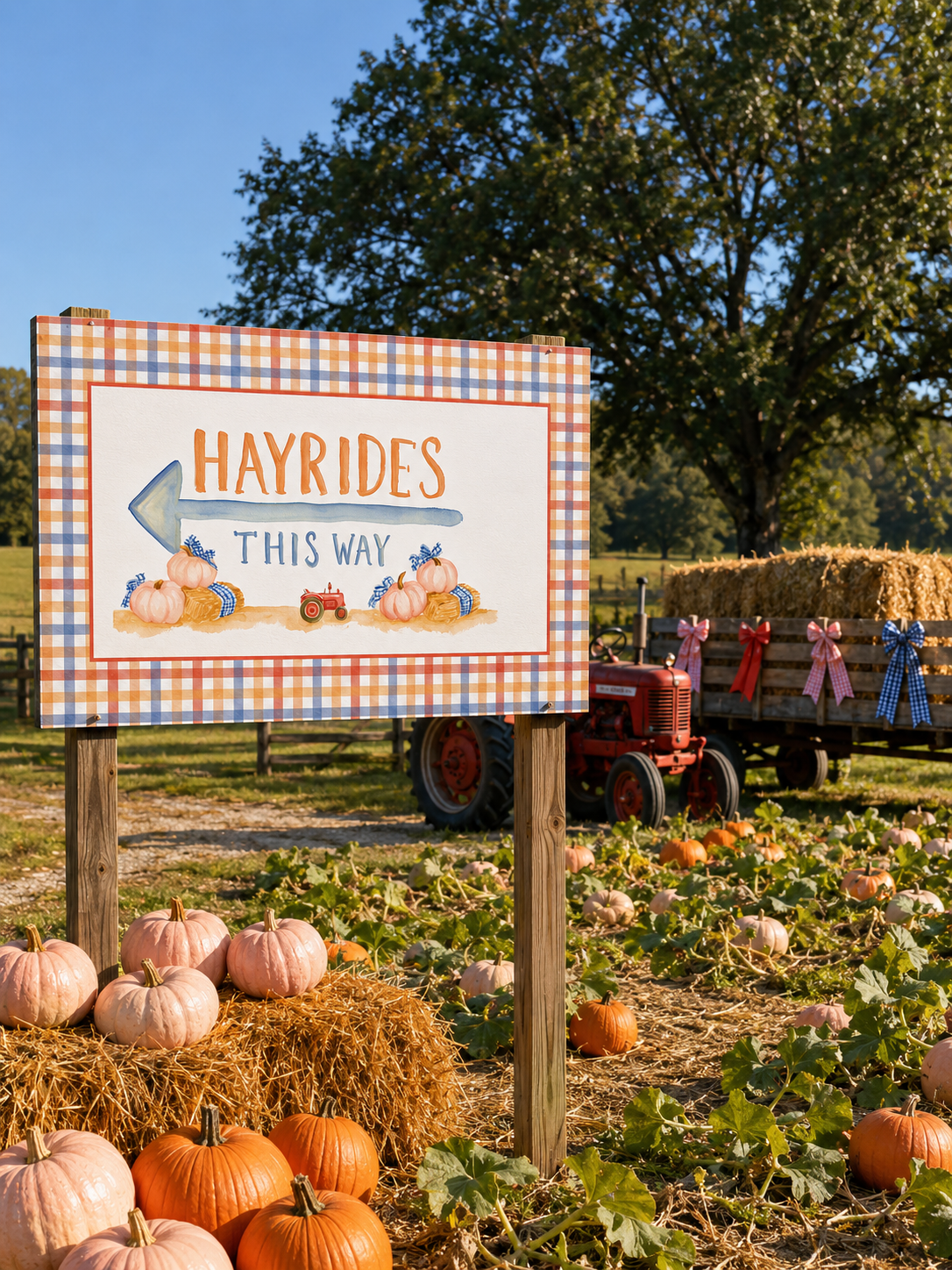 Hayrides This Way Extra Large Printable Fall Sign
