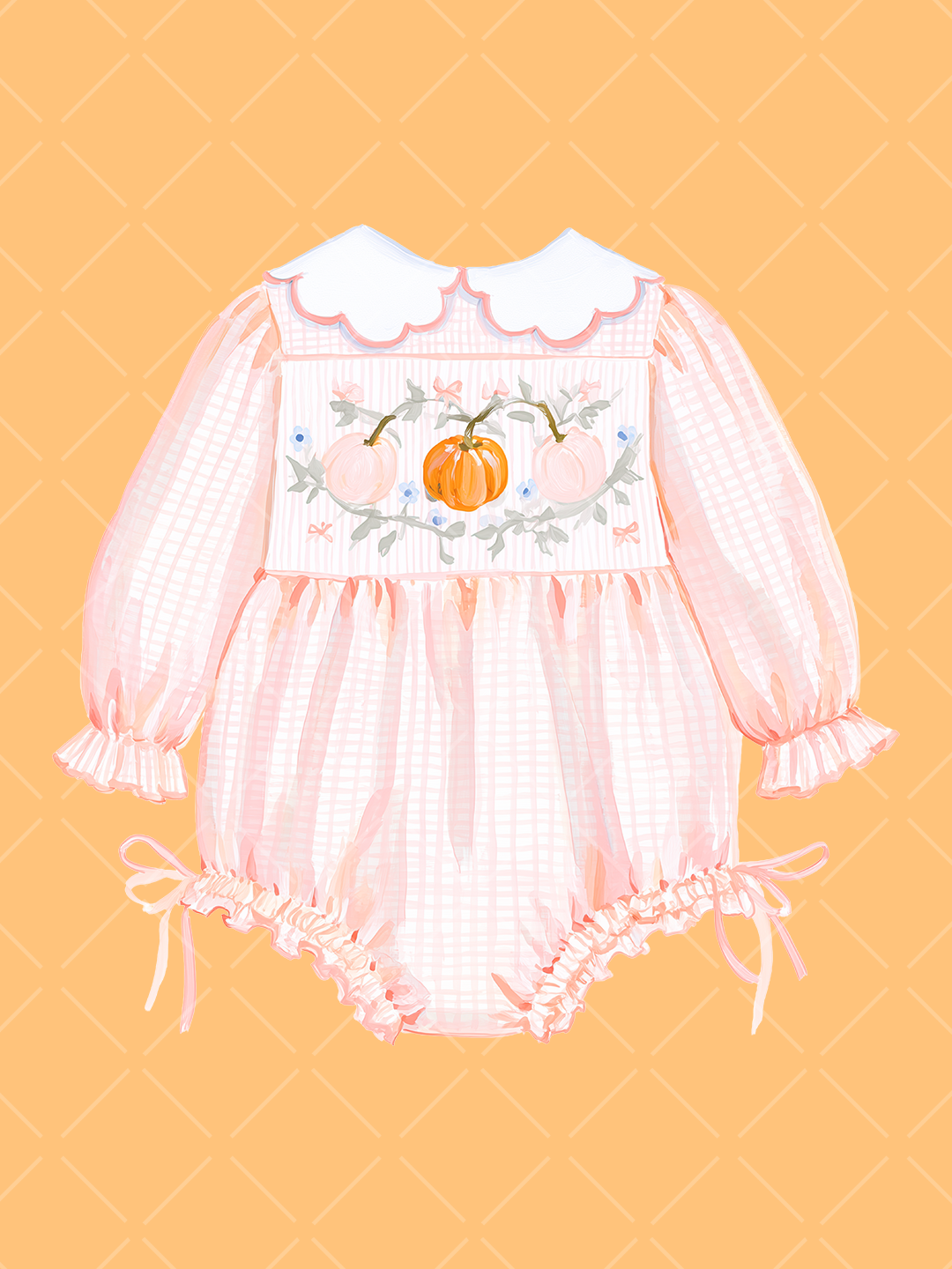 Fall Smocked Children's Clothing Watercolor Clipart Set