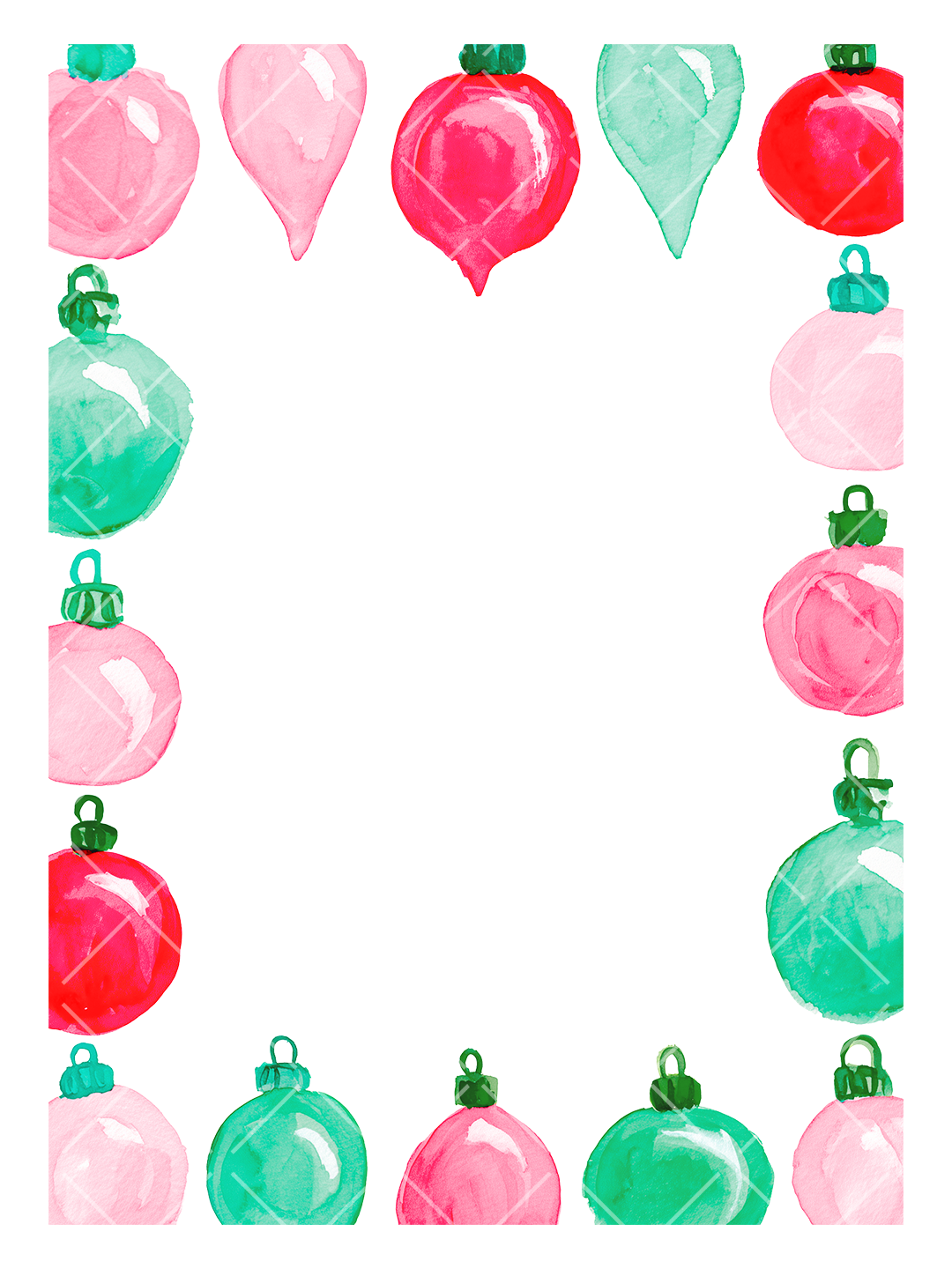 Watercolor Christmas A7 Frames Clipart Set