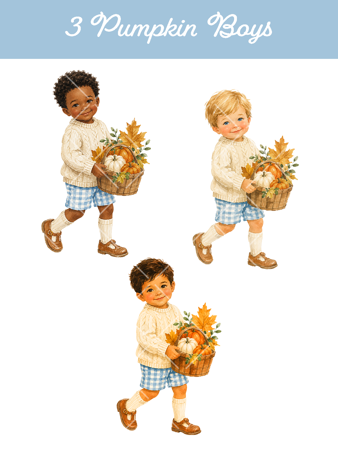 37-Piece Multicultural Grandmillennial Autumn Clipart
