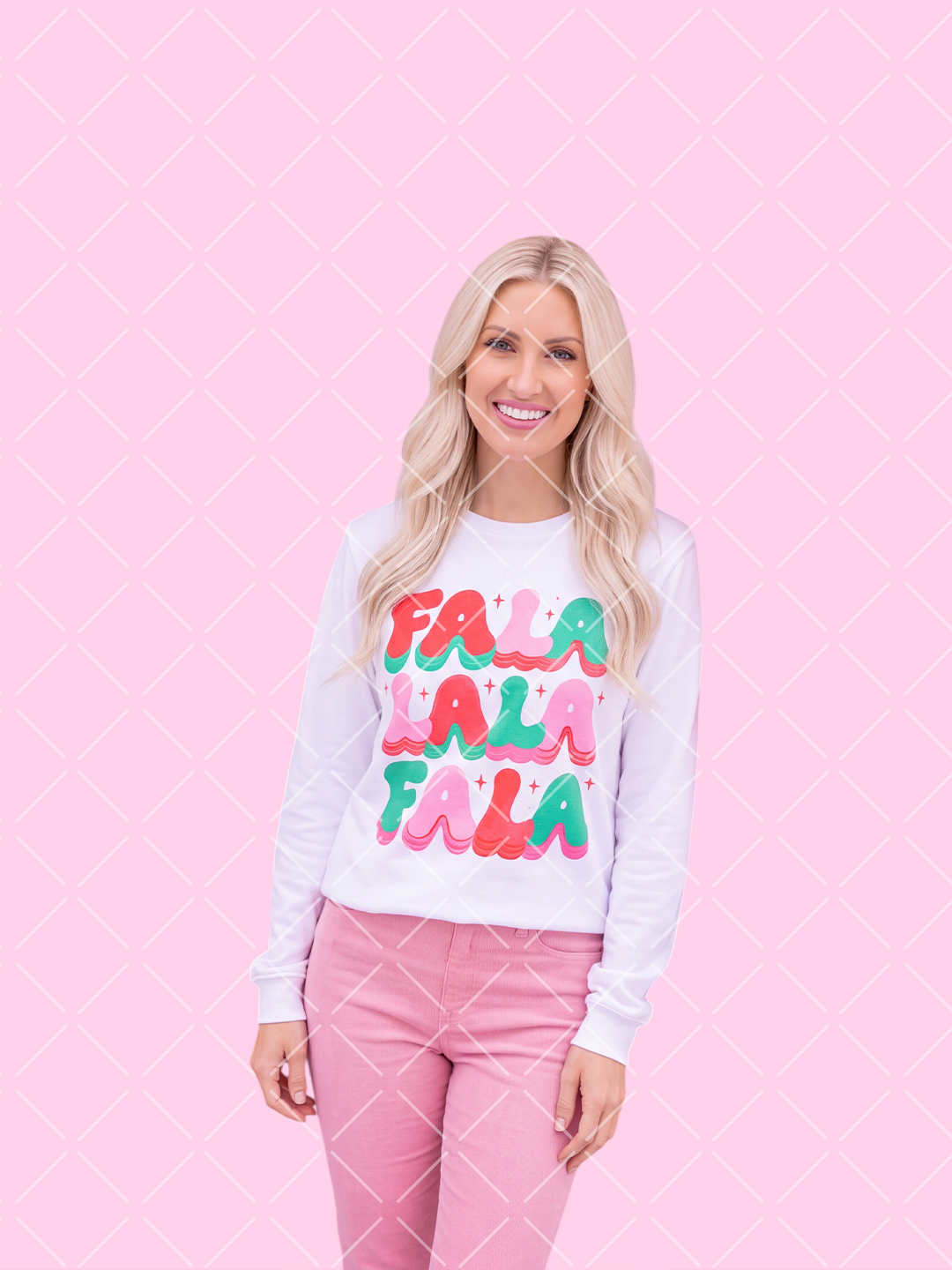 Fa La La Retro Christmas PNG Design + Styled Mockups