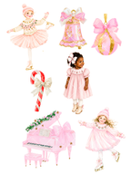 Pink Christmas Watercolor Clipart Bundle - 72 PNG Files
