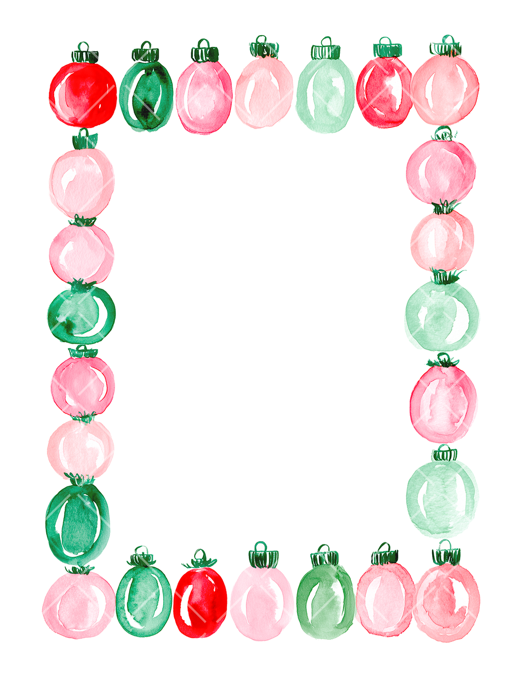 Watercolor Christmas A7 Frames Clipart Set