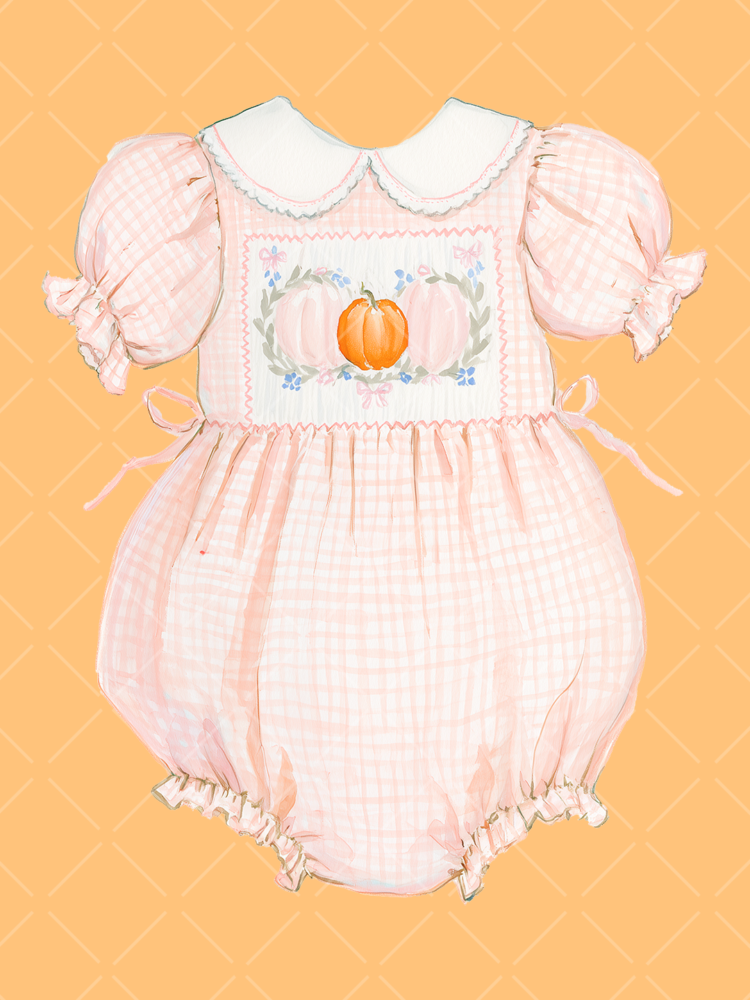 Fall Smocked Children's Clothing Watercolor Clipart Set