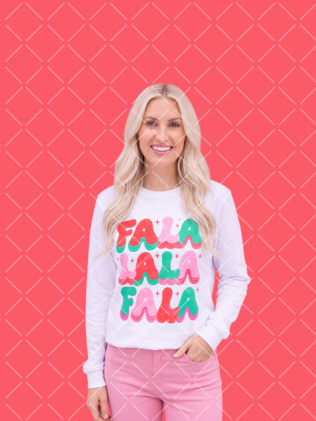 Fa La La Retro Christmas PNG Design + Styled Mockups