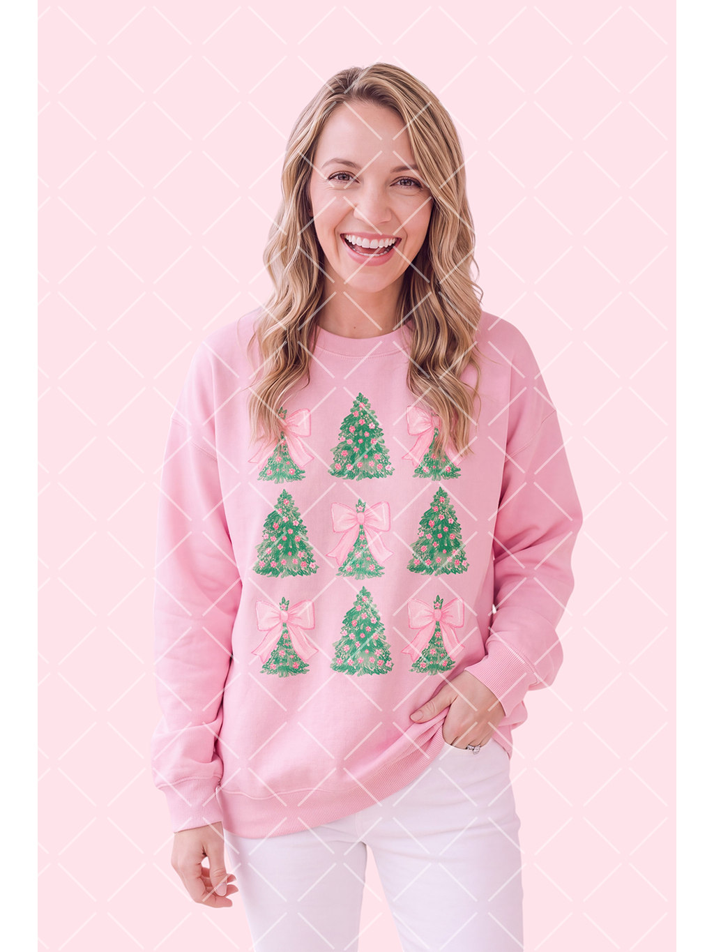 Pink Bow Christmas Tree PNG Design + 13 Styled Mockups