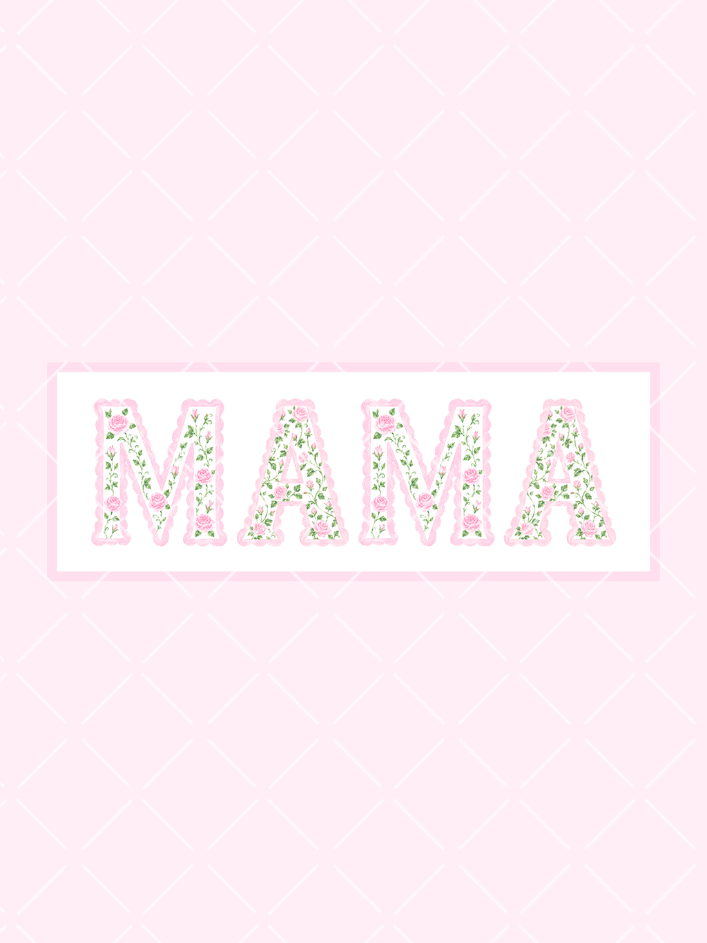 Floral MAMA PNG Design with Pink Scalloped Letters & 4K Mockup