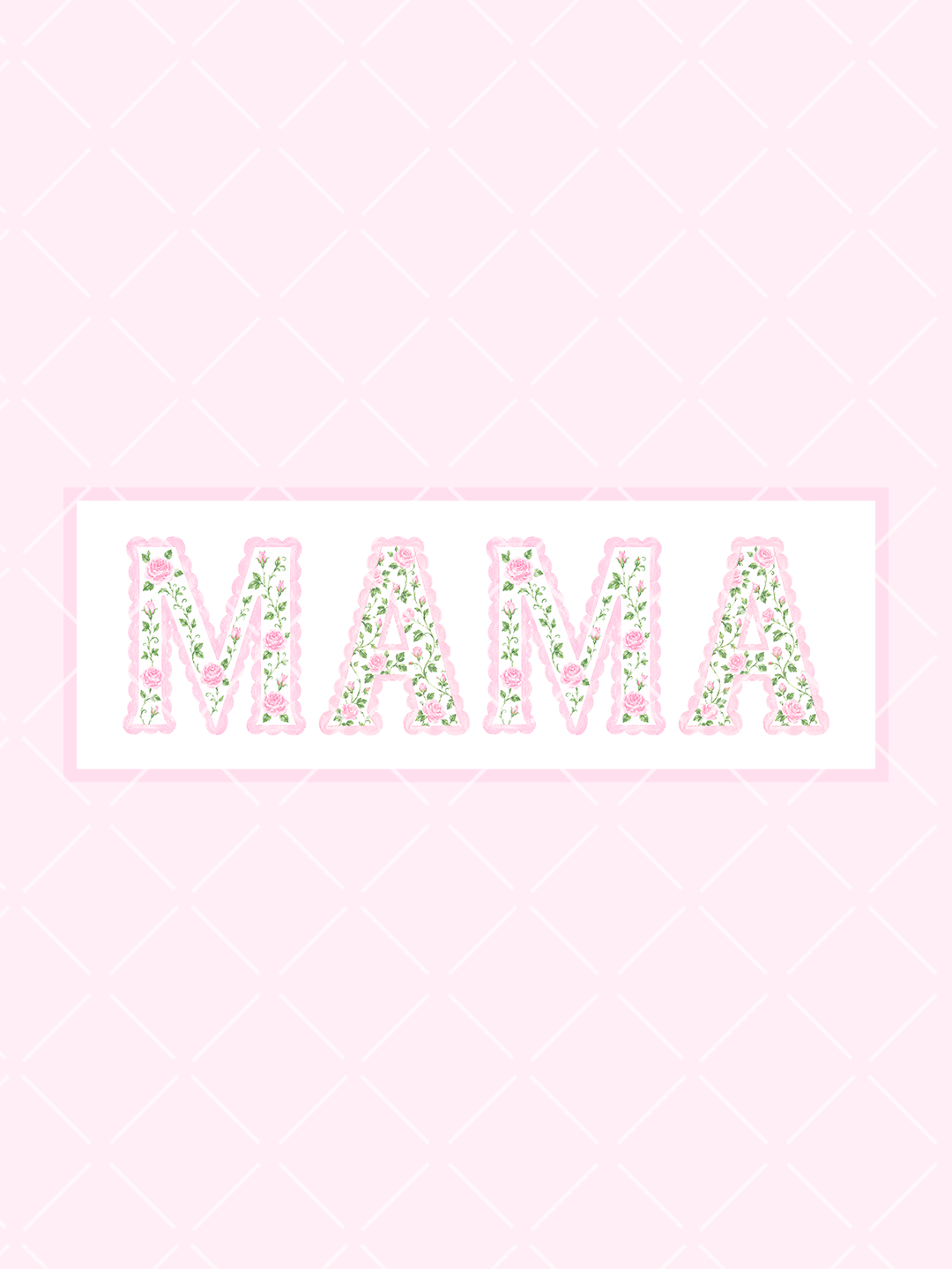 Floral MAMA PNG Design with Pink Scalloped Letters & 4K Mockup