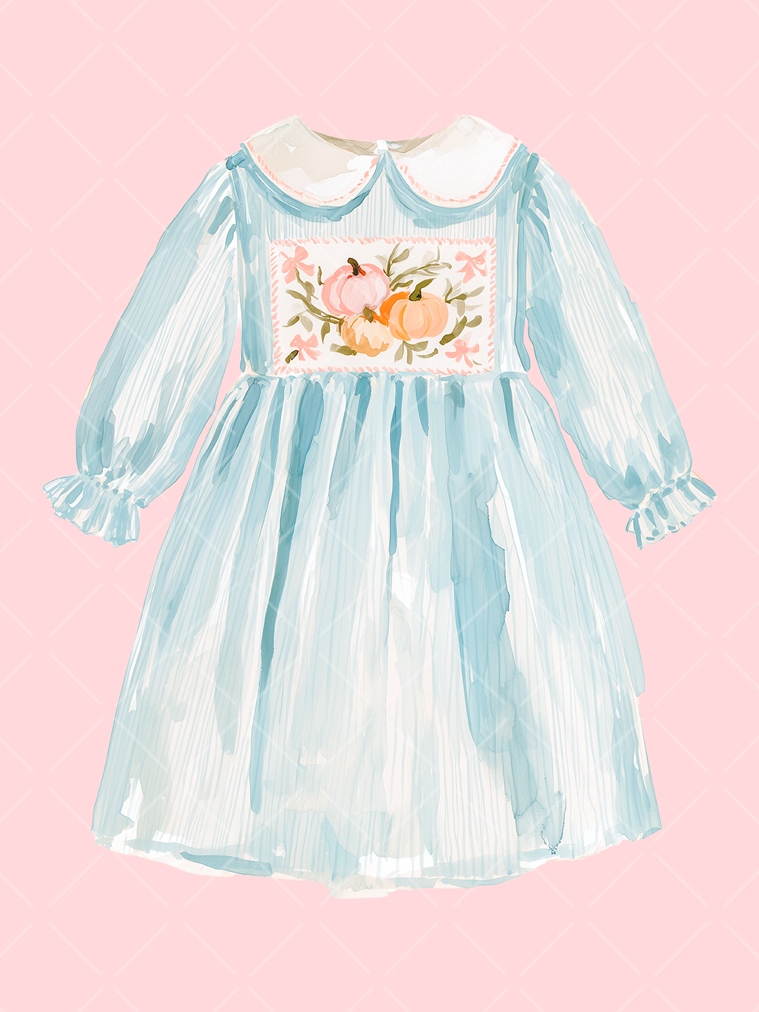 Fall Smocked Children's Clothing Watercolor Clipart Set