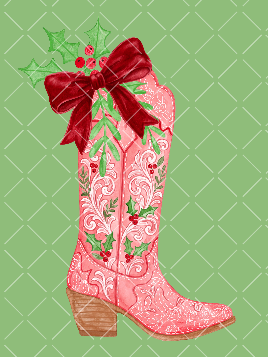 Red Velvet Equestrian Christmas Watercolor Clipart Set