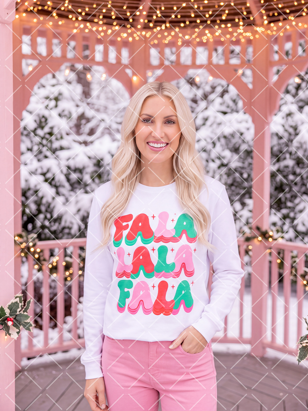 Fa La La Retro Christmas PNG Design + Styled Mockups