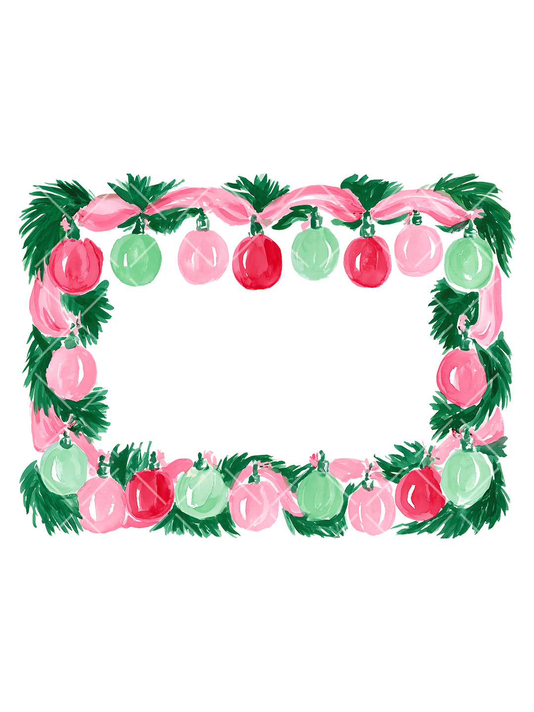Watercolor Christmas A7 Frames Clipart Set