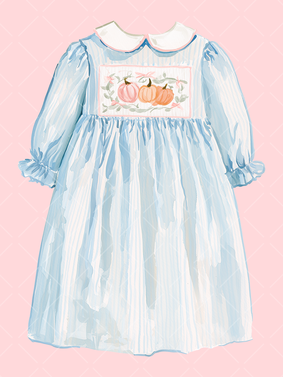 Fall Smocked Children's Clothing Watercolor Clipart Set
