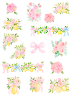 Magical Pink Lemonade Unicorns Watercolor Clipart Pack