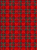 Seamless red Christmas tartan plaid with dark green and black bands, fine white and yellow stripes, and large red checks.