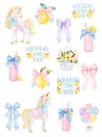 Magical Pink Lemonade Unicorns Watercolor Clipart Pack