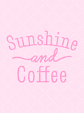 Pink Sunshine and Coffee typography design with tall serif lettering and a flowing script word in the center.