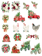 Watercolor Farmhouse Christmas Clipart Bundle