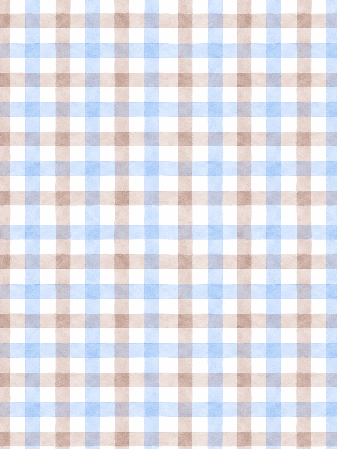Soft watercolor plaid pattern with overlapping powder blue and warm tan stripes on a light background.