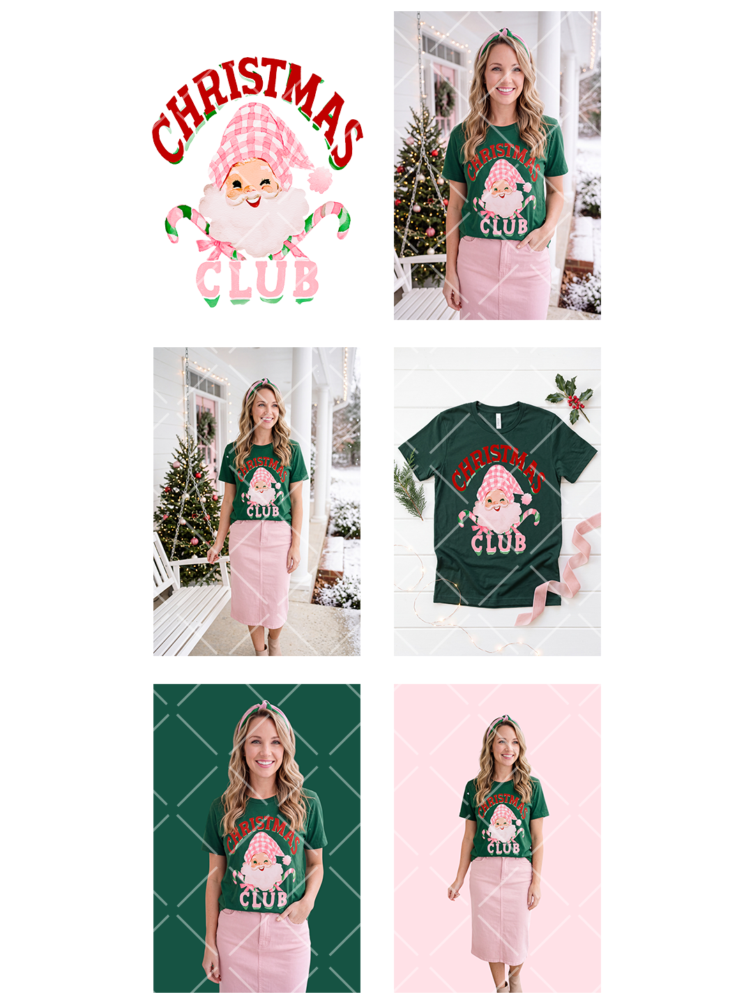 Pink Santa Christmas Club PNG & Mockup Photo Kit