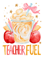 Teacher Fuel Watercolor Coffee PNG Design