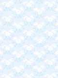 Seamless watercolor pattern of white cotton bolls and blue-green leaves on a pale blue diagonal trellis background