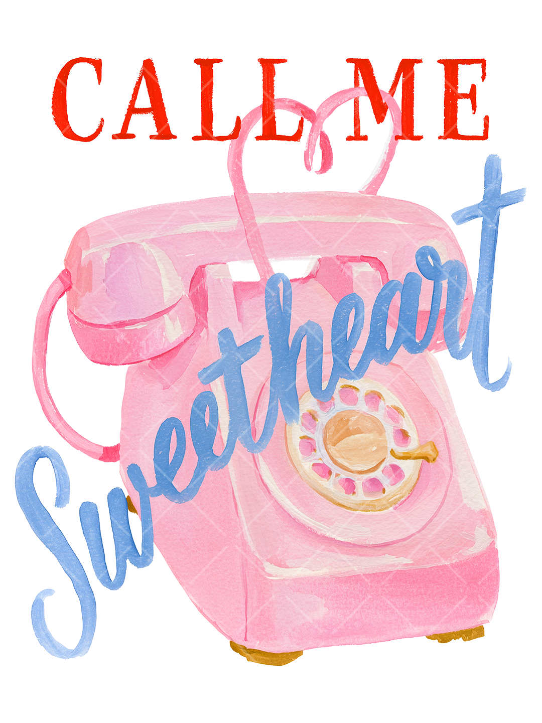 Call Me Sweetheart Pink Rotary Phone PNG Design