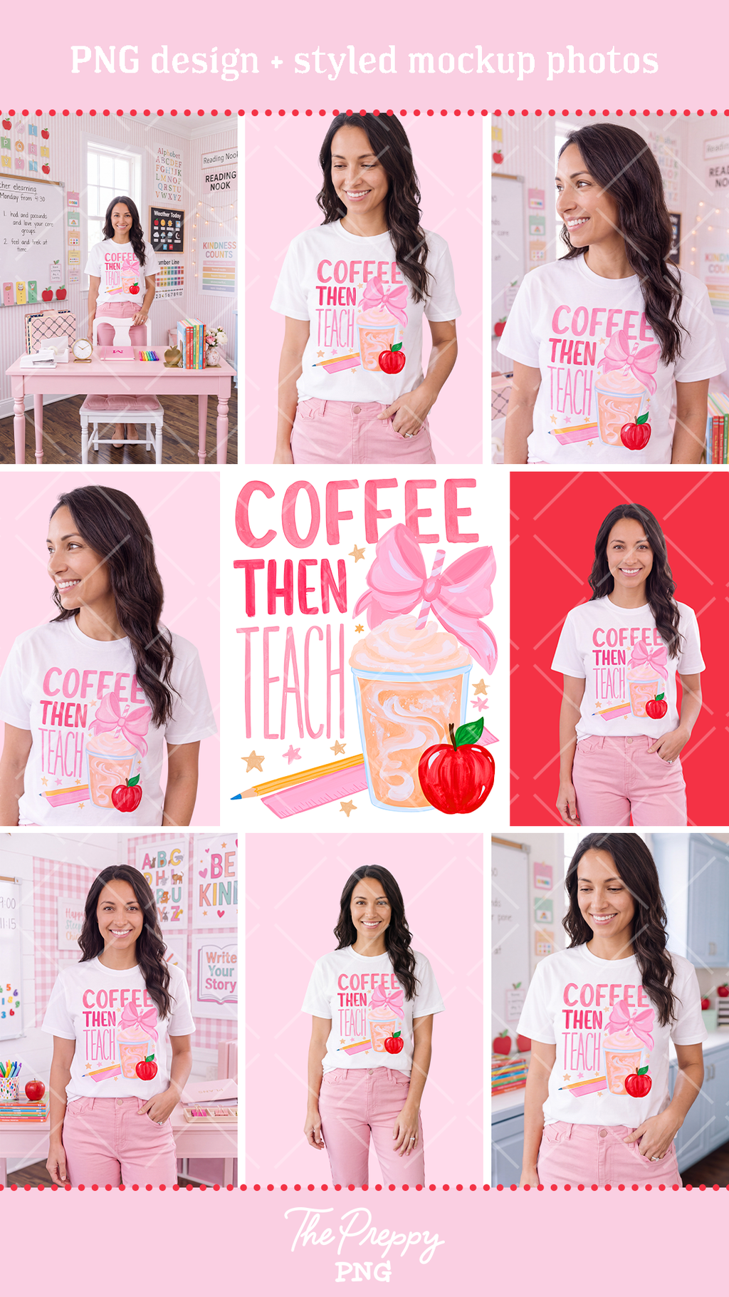 Coffee Then Teach Teacher PNG Design + 9 Styled Mockups
